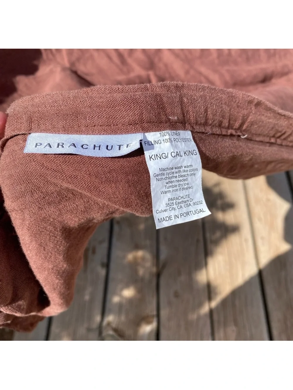 Parachute Linen quilt in Chocolate Brown